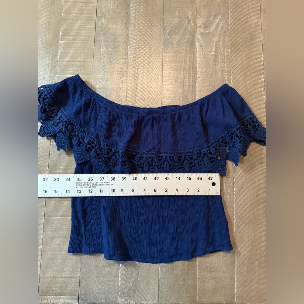Navy Off-Shoulder Top - Picture 7 of 8